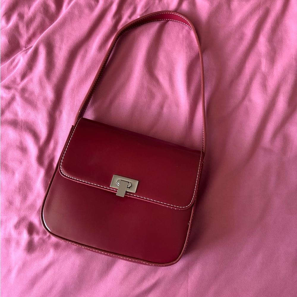 Classic Red Leather Shoulder Bag